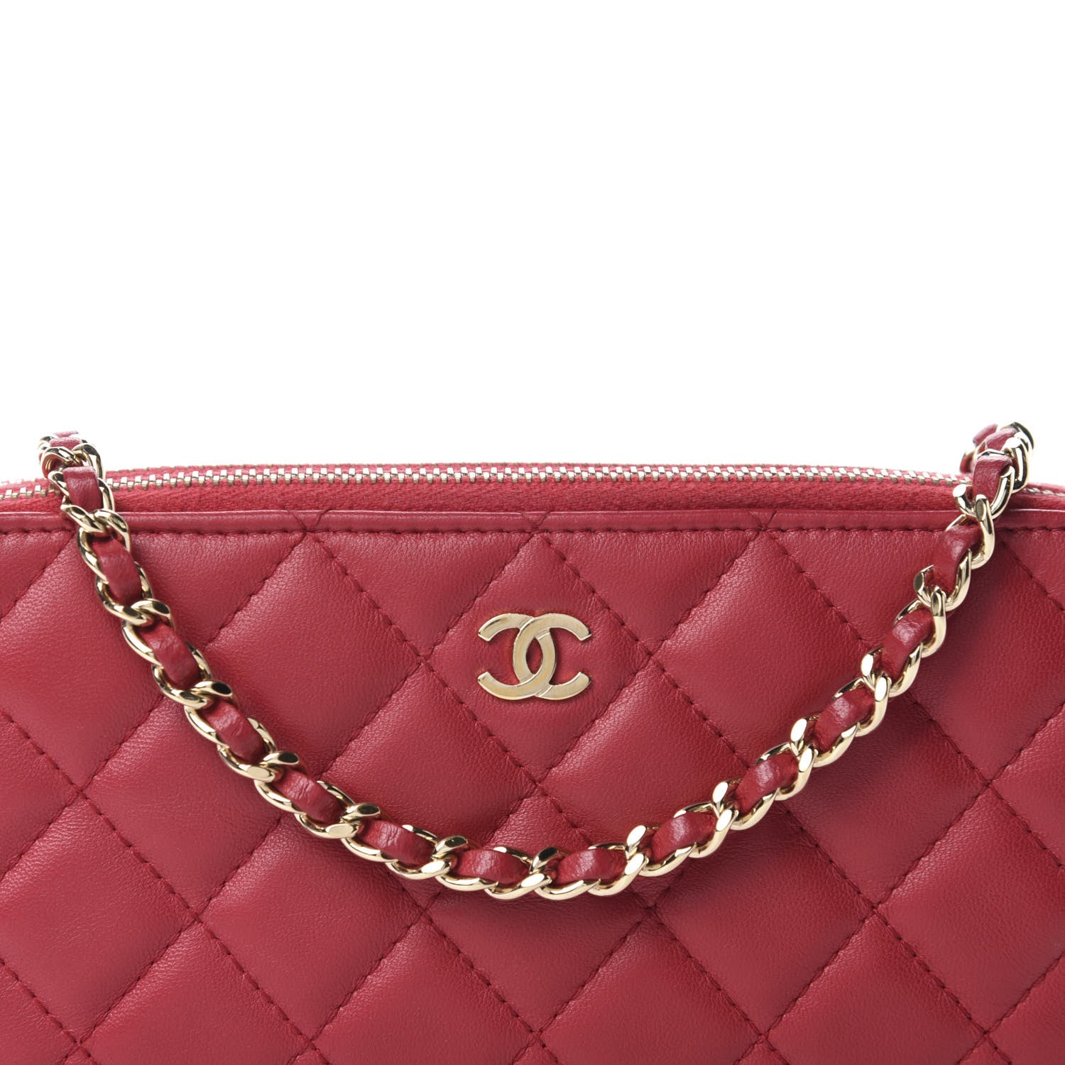 Chanel Lambskin Quilted Small Clutch With Chain Dark Pink 11 of 12
