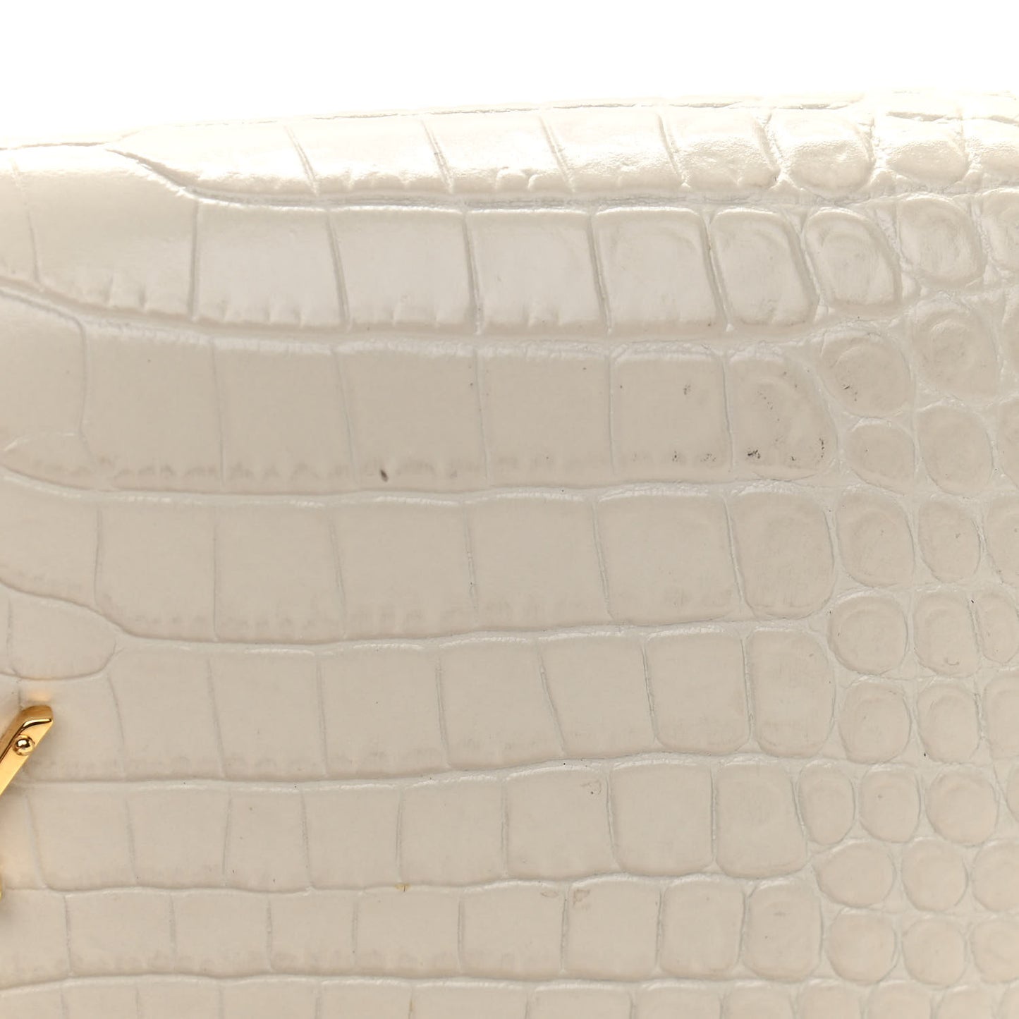 Calfskin Crocodile Embossed Kate Monogram Tassel Chain Wallet Vintage White