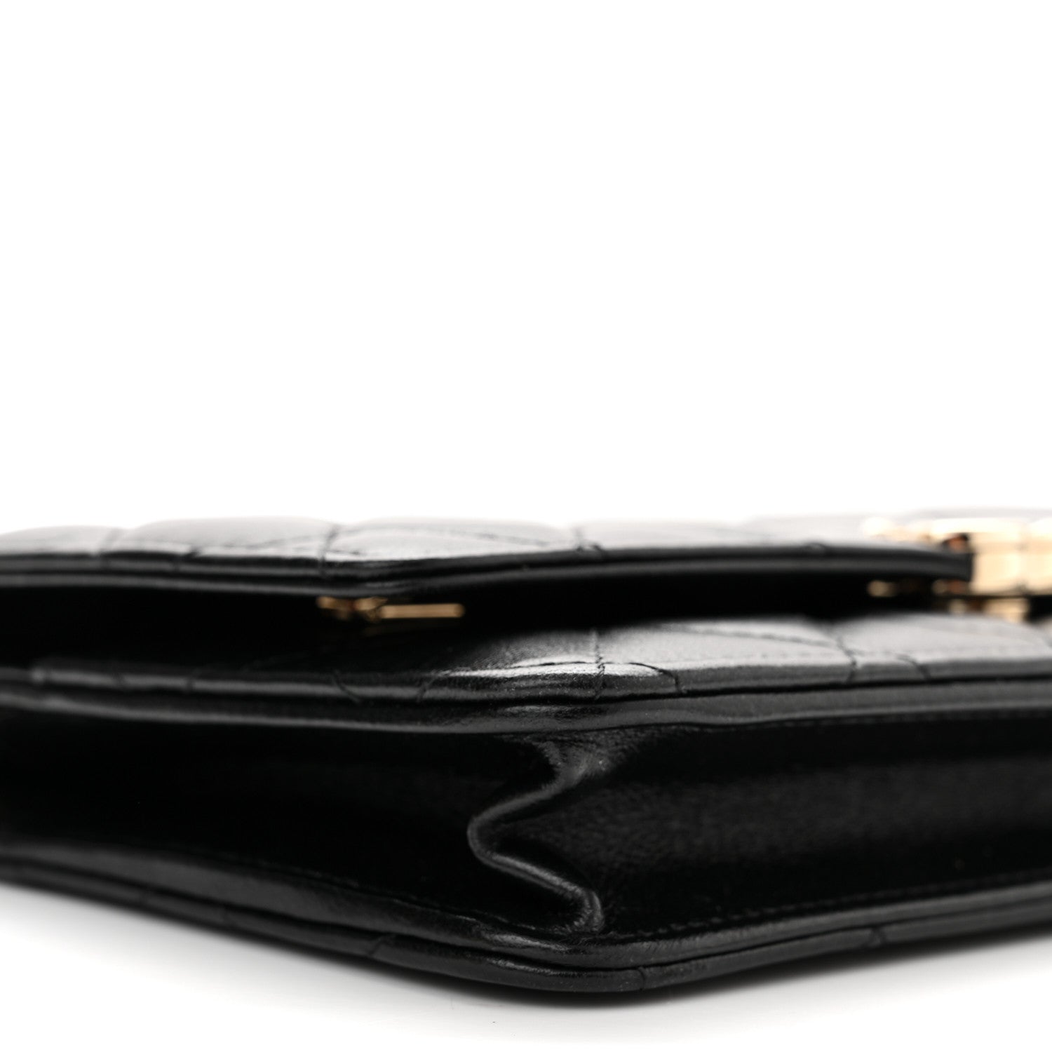 Chanel Lambskin Quilted Top Handle Wallet On Chain WOC Black 9 of 10