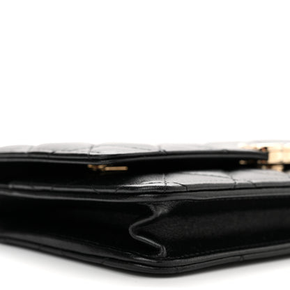 Chanel Lambskin Quilted Top Handle Wallet On Chain WOC Black 9 of 10