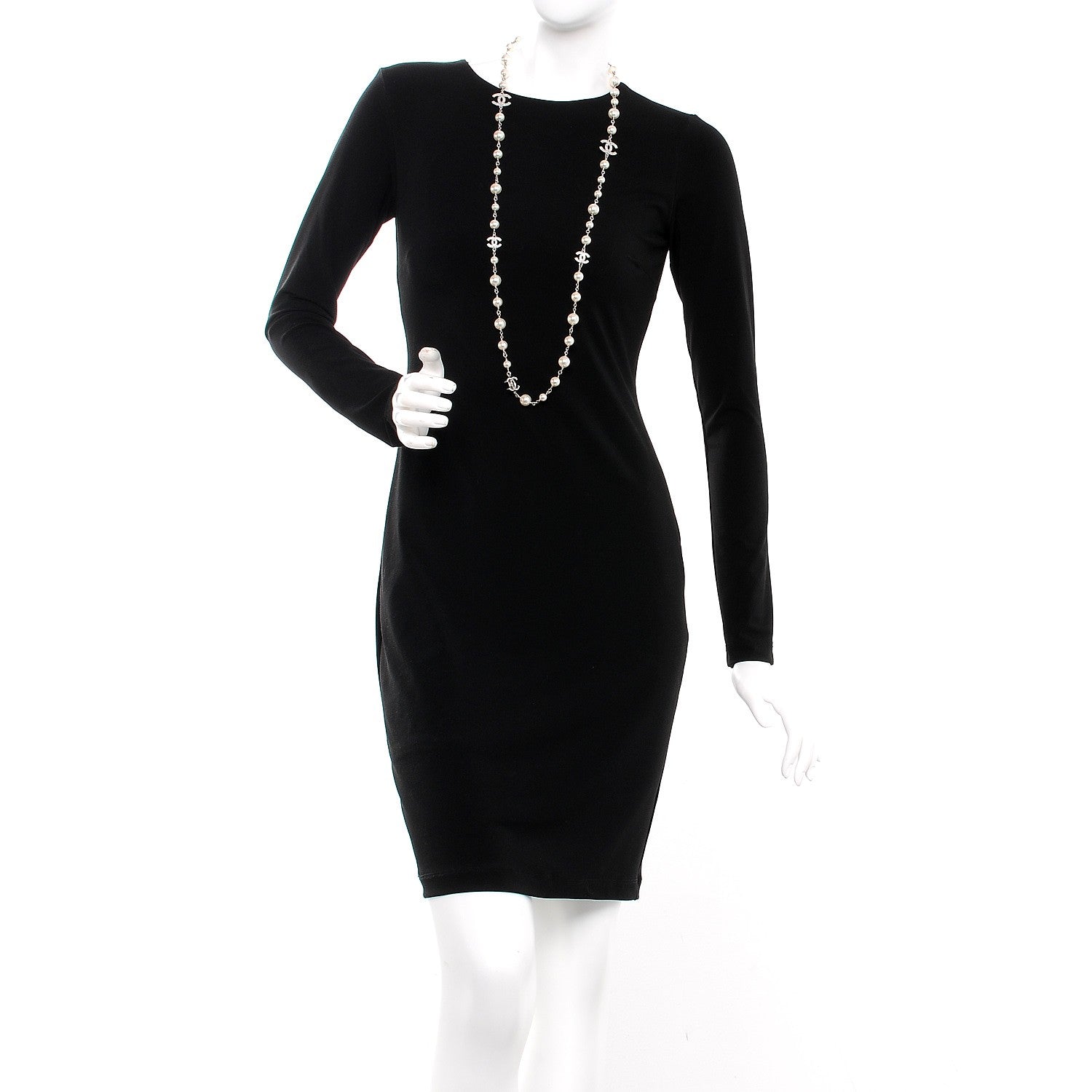 Chanel Crystal Pearl CC Long Necklace Silver 2 of 7