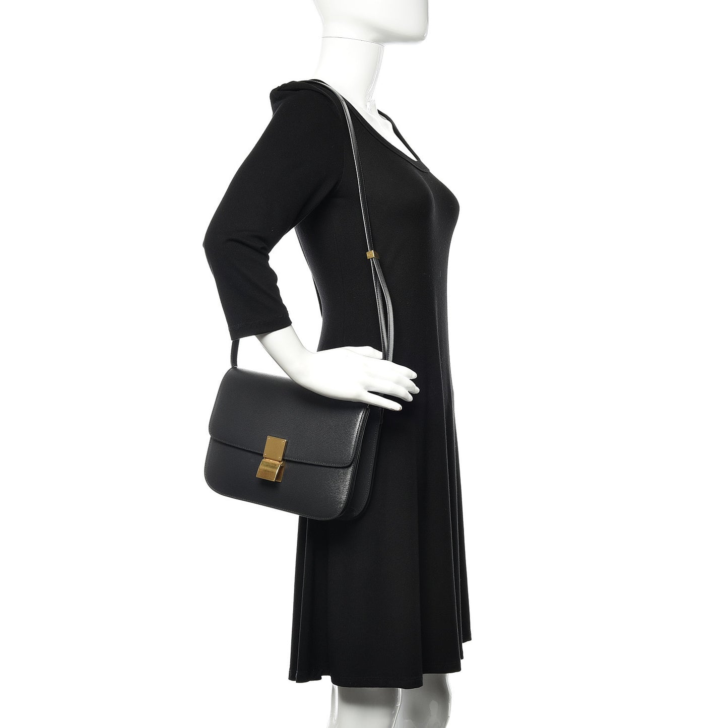 Liege Calfskin Medium Classic Box Flap Bag Anthracite