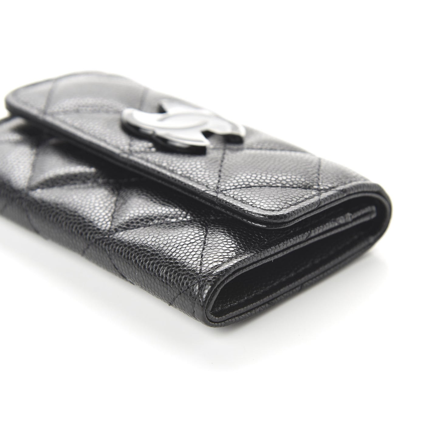 Caviar Quilted My Everything Flap Card Holder Black