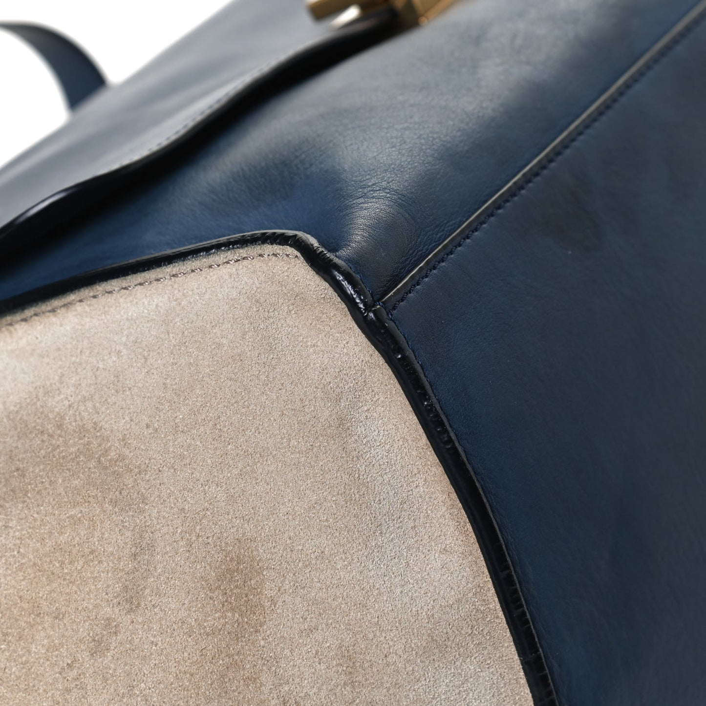 Smooth Calfskin Suede Medium Bi-Color Trapeze Blue