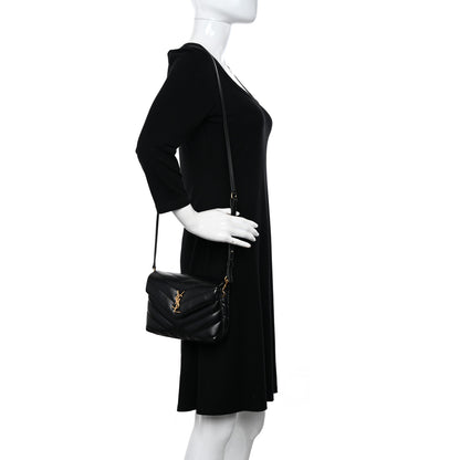 Saint Laurent Calfskin Y Quilted Monogram Toy Loulou Crossbody Bag Black 2 of 10