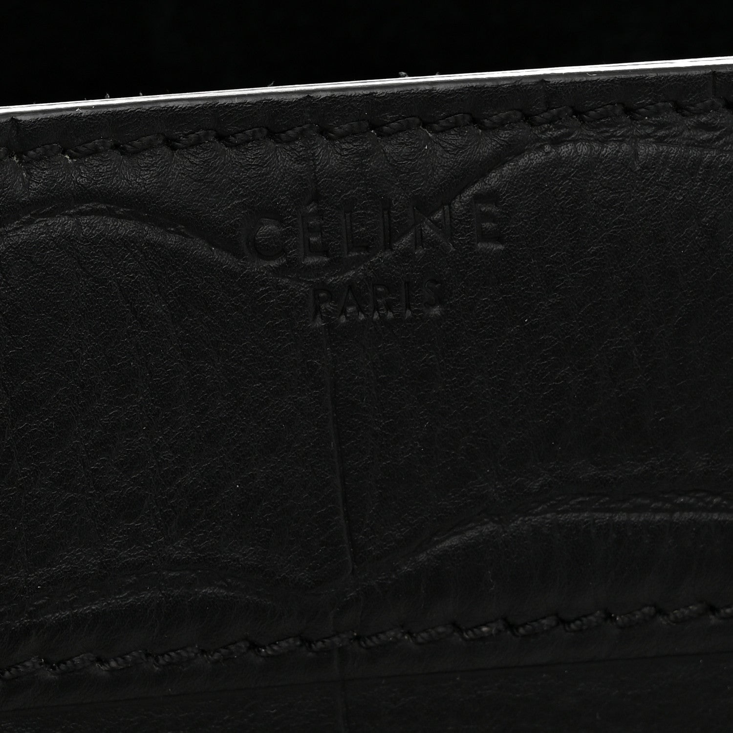 Celine Crocodile Embossed Calfskin Medium Phantom Luggage Black 6 of 11