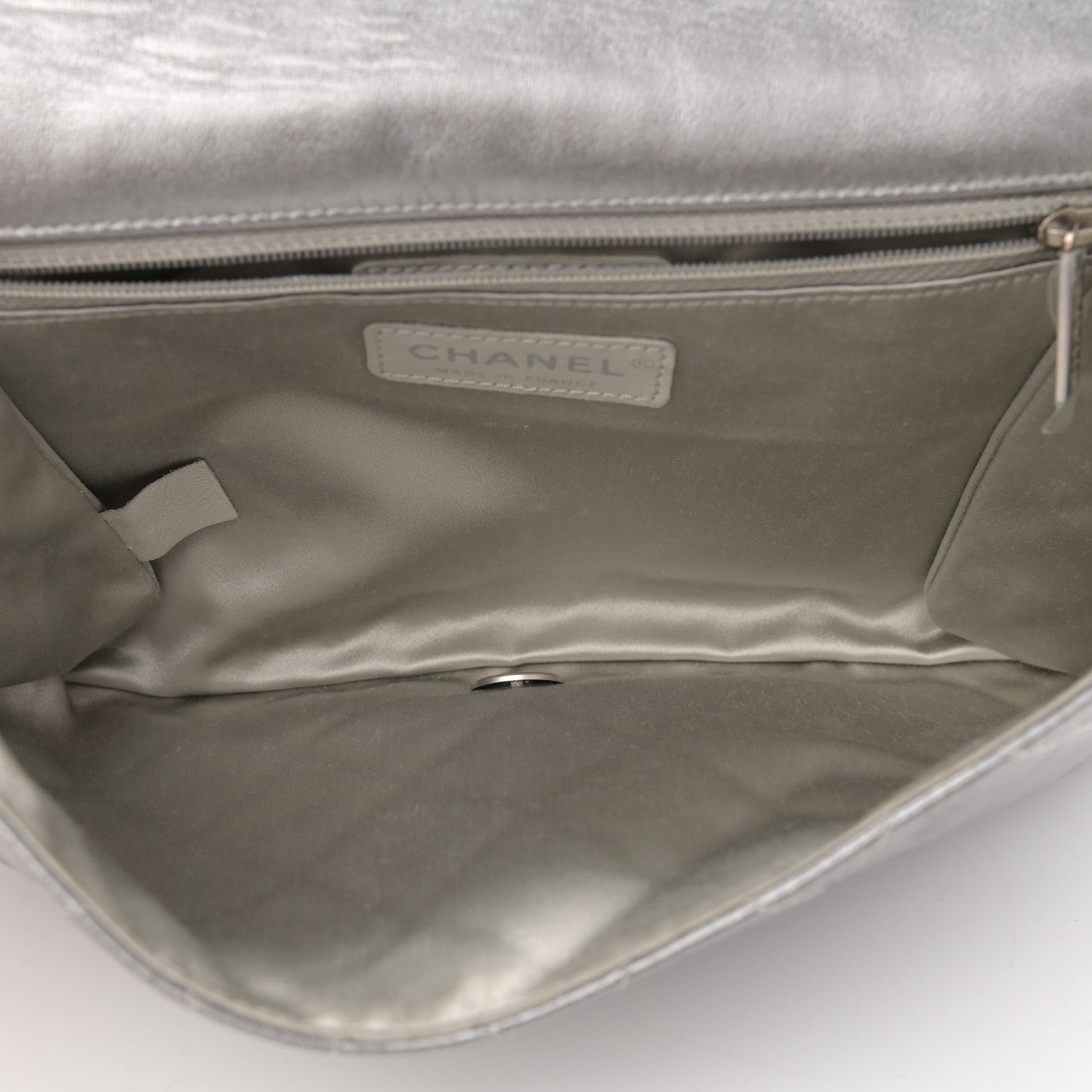 Chanel Metallic Lambskin Quilted Medium Leo Lion Flap Clutch Silver 4 of 12