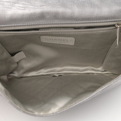 Chanel Metallic Lambskin Quilted Medium Leo Lion Flap Clutch Silver 4 of 12