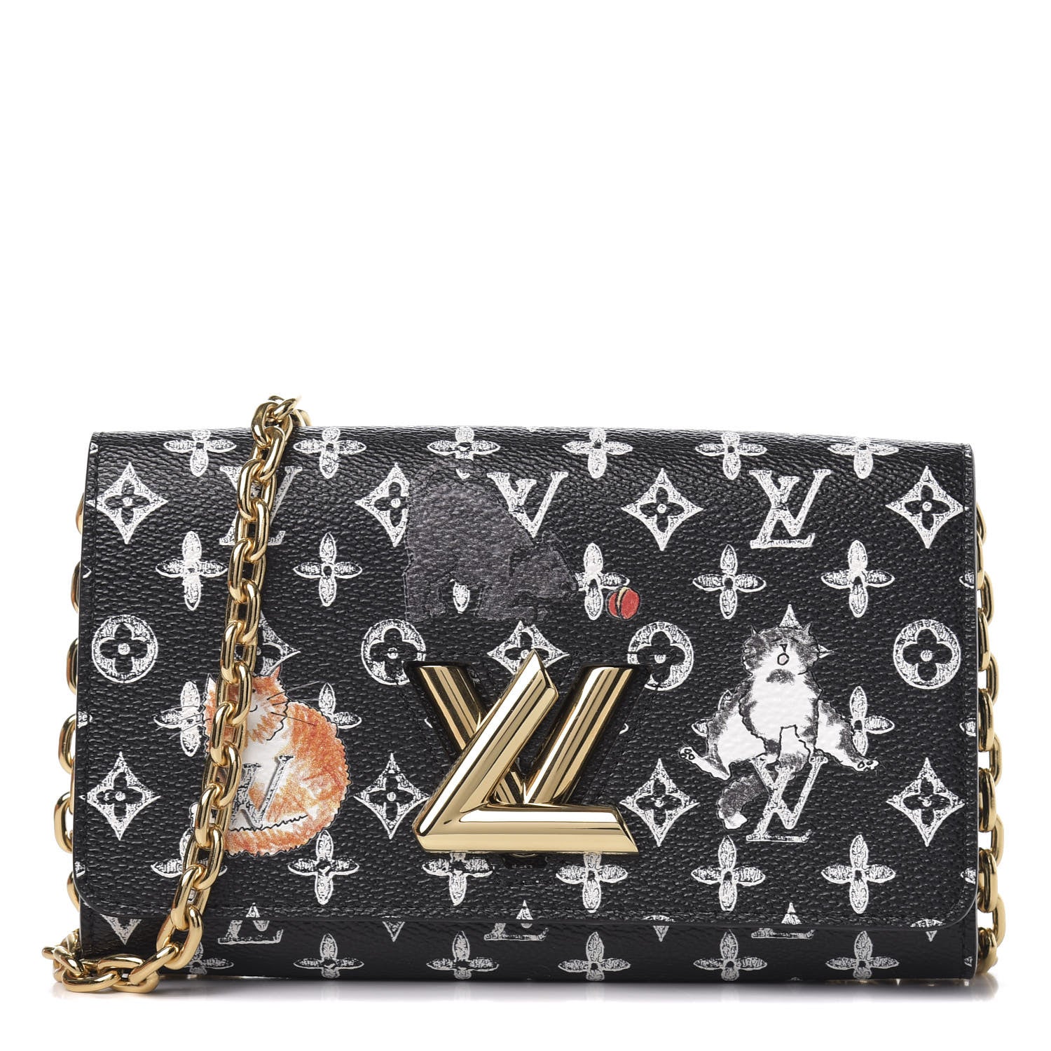 Louis Vuitton Catogram Twist Chain Wallet Black 1 of 10