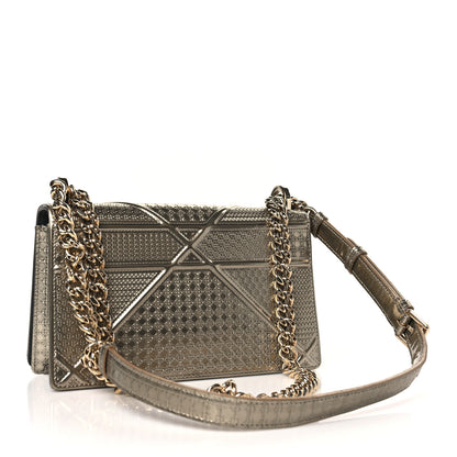 Christian Dior Metallic Patent Micro-Cannage Medium Diorama Flap Bag Gold 3 of 8