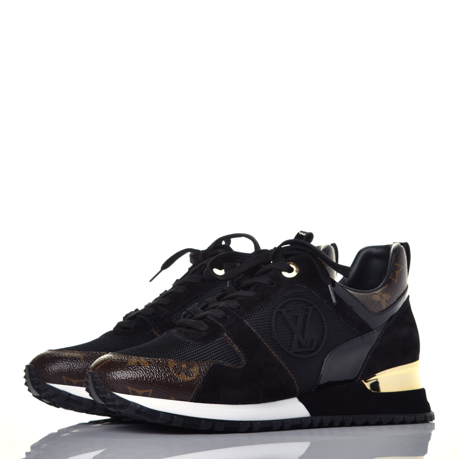 Louis Vuitton Suede Monogram Run Away Sneakers 38 Black 3 of 10