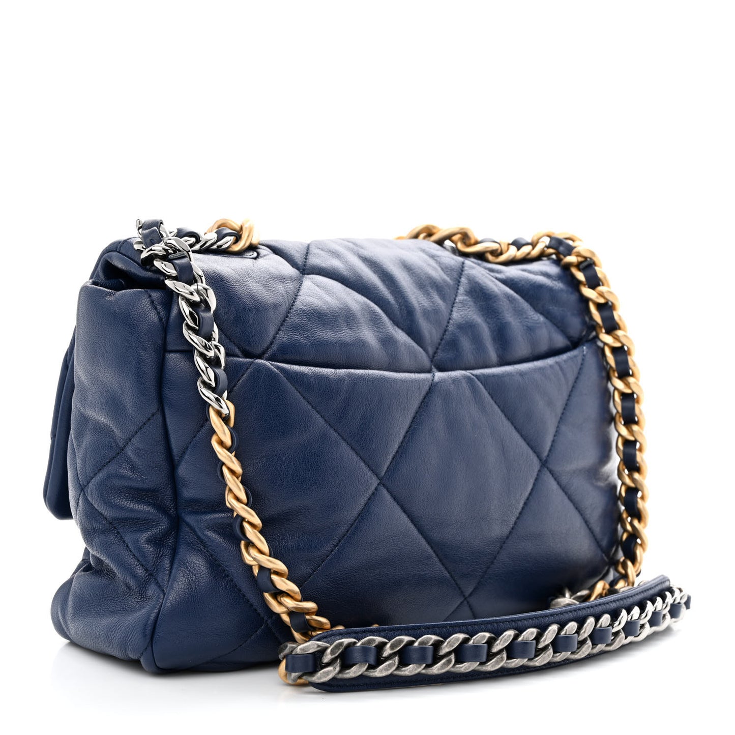 Goatskin Quilted Large Chanel 19 Flap Dark Blue
