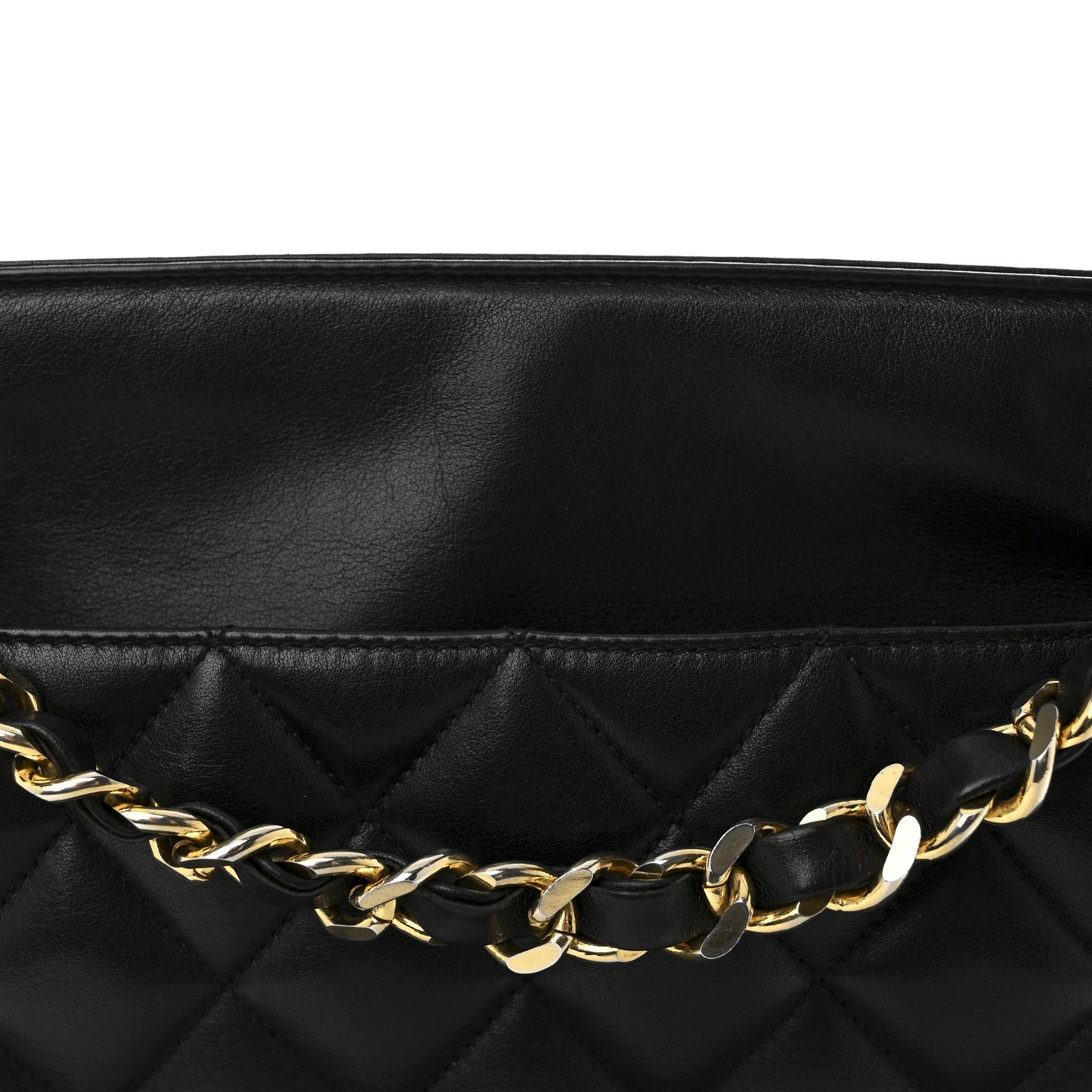 Lambskin Quilted Shopping Tote Black