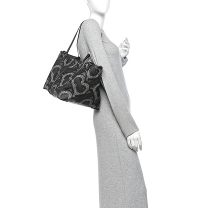Burberry E-Canvas Calfskin Monogram TB Beach Tote  Graphite 2 of 11