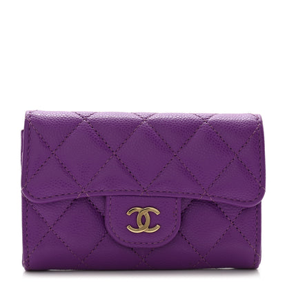 Chanel Caviar Quilted Flap Card Holder Wallet Purple 1 of 7