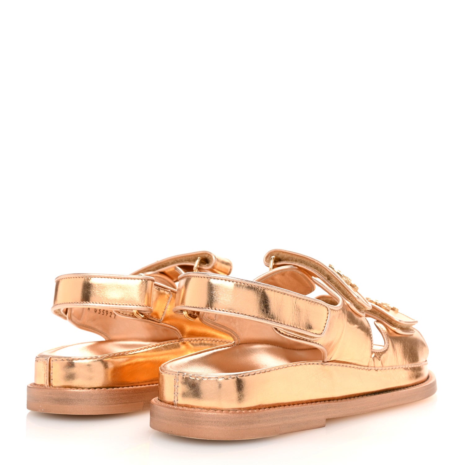 Chanel Metallic Laminated Calfskin Velcro Dad Sandals 36 Golden 5 of 11