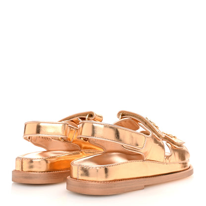 Chanel Metallic Laminated Calfskin Velcro Dad Sandals 36 Golden 5 of 11