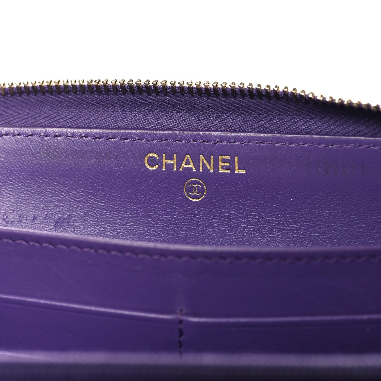 Chanel Caviar Quilted Large Gusset Zip Around Wallet Purple 6 of 9
