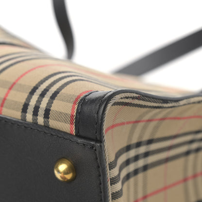 Burberry Calfskin 1983 Knight Check Link Zip Tote Black 11 of 13