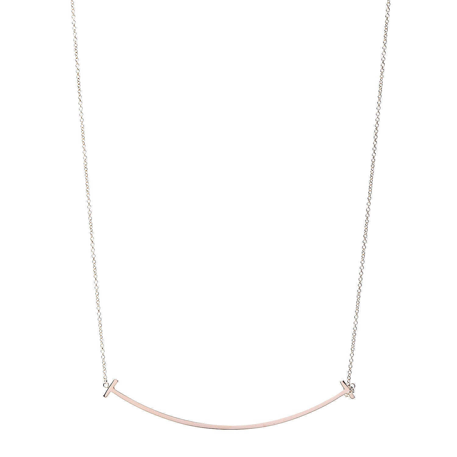 Tiffany 18K Rose Gold T Smile Pendant Necklace 1 of 6