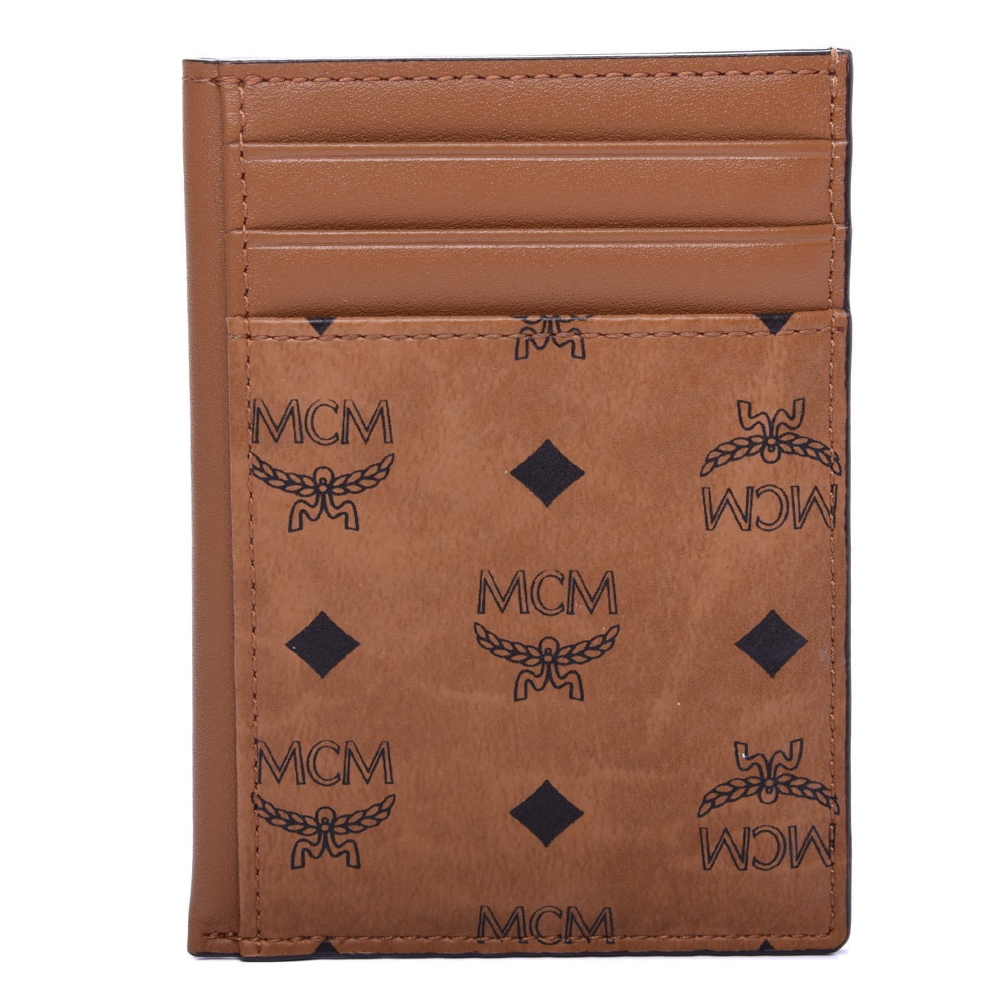 Visetos Money Clip Card Case Cognac