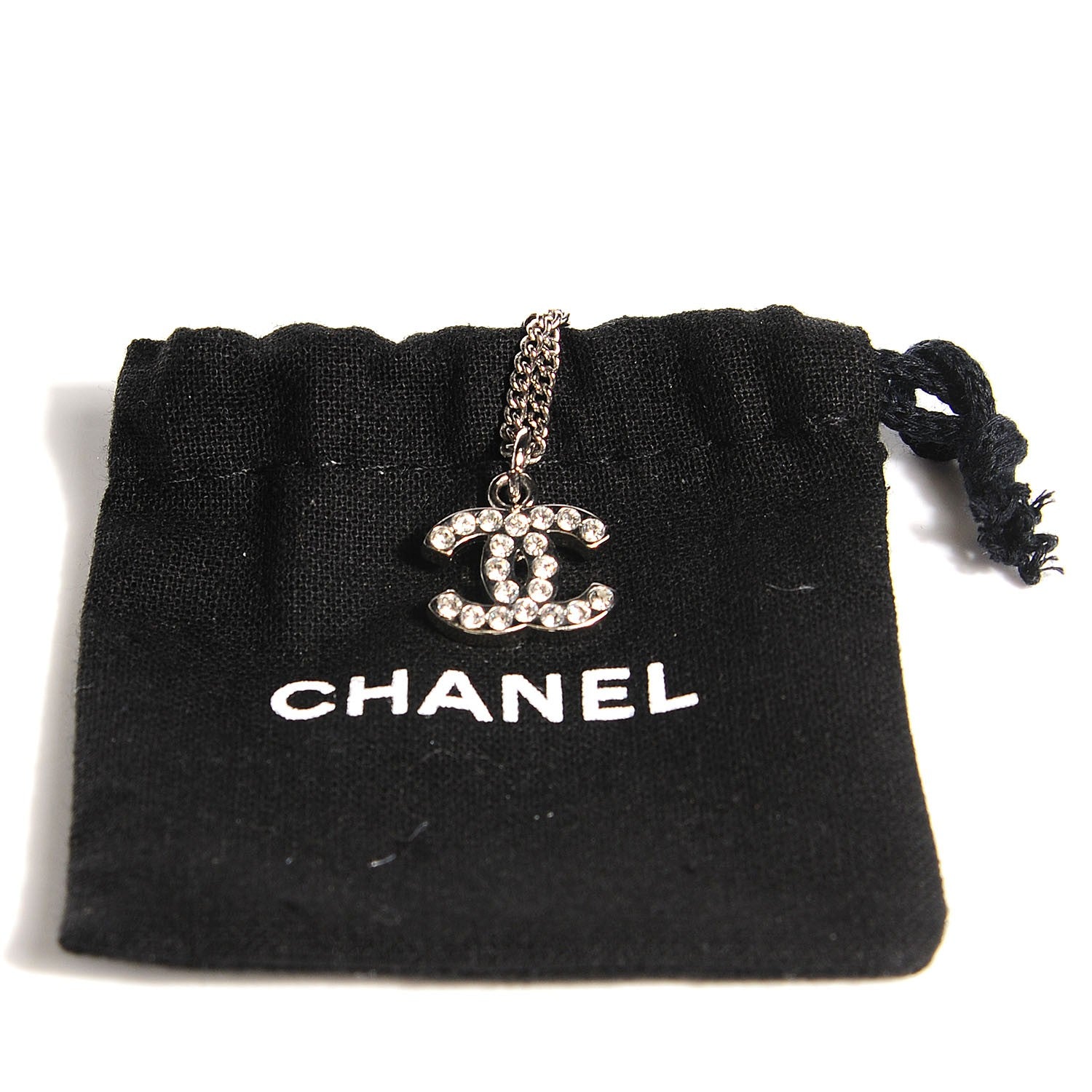 Chanel Crystal Timeless CC Necklace Silver 4 of 5