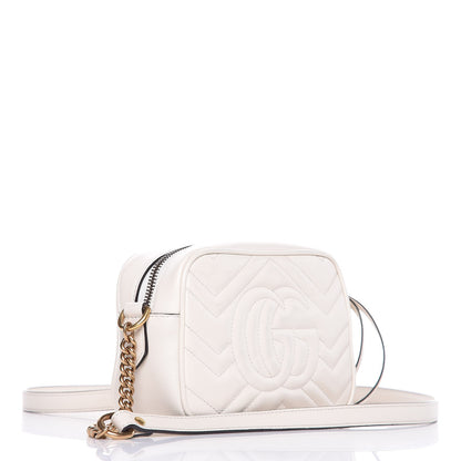 Gucci Calfskin Matelasse Mini GG Marmont Chain Shoulder Bag White 3 of 9