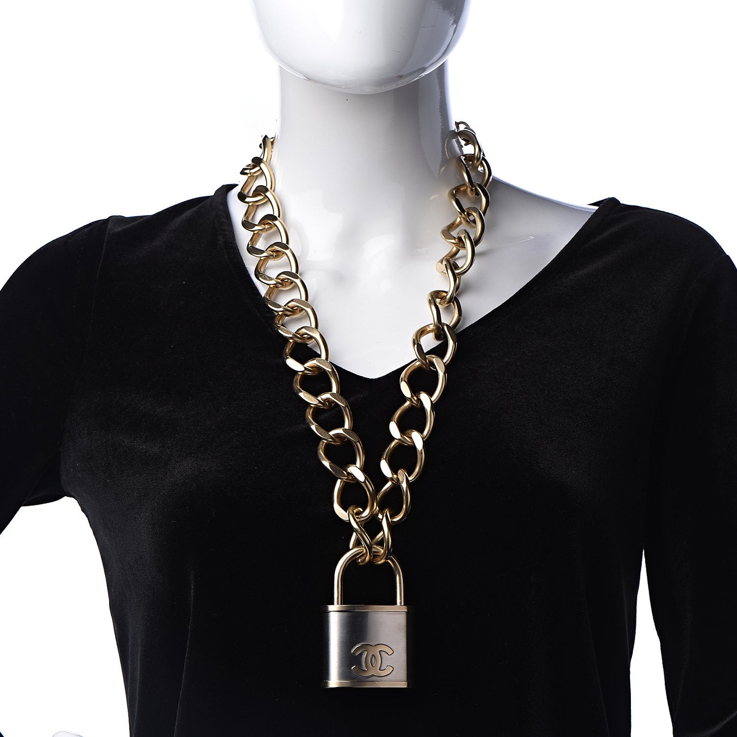 CC Oversized Padlock Necklace Gold Silver