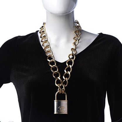Chanel CC Oversized Padlock Necklace Gold Silver 2 of 6