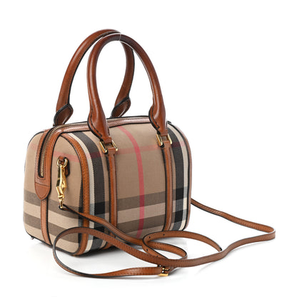 Burberry House Check Bridle Calfskin Small Alchester Bowling Bag Dark Tan 3 of 9