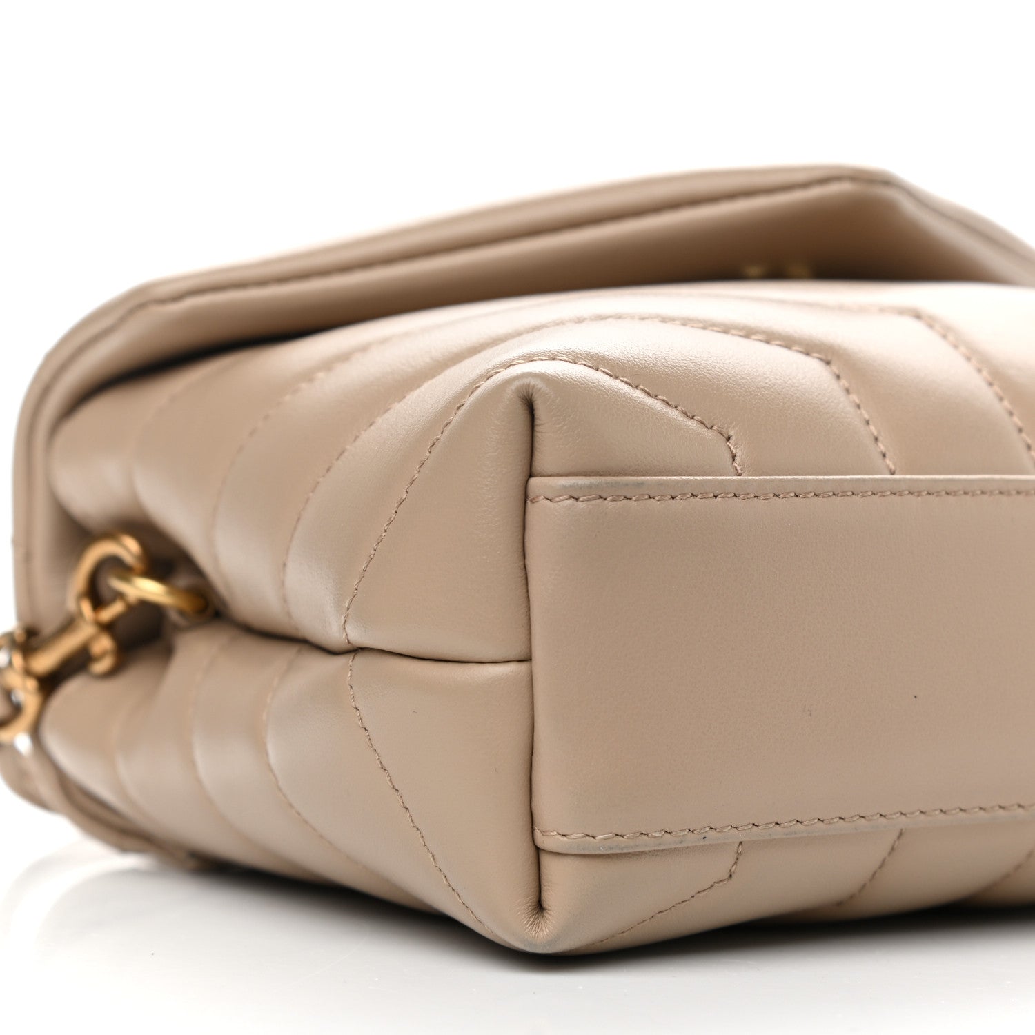 Saint Laurent Calfskin Y Quilted Monogram Toy Loulou Crossbody Bag Dark Beige 8 of 10
