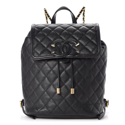 Chanel Caviar Quilted Filigree Backpack Black 1 of 8