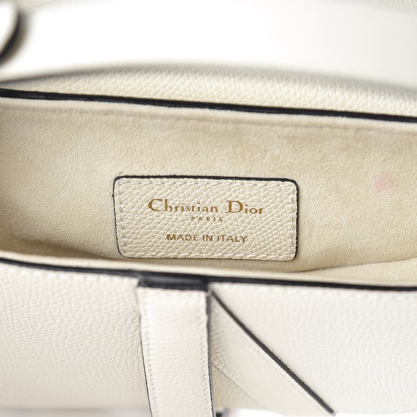 Grained Calfskin Mini Saddle Bag White