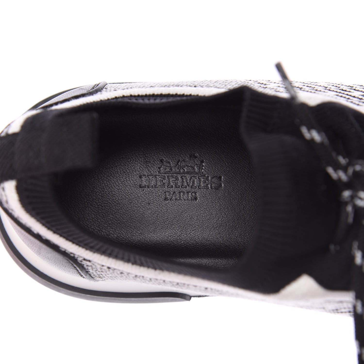 Hermes Knit Bi-Color Womens Addict Sneakers 38.5 Black White 8 of 9