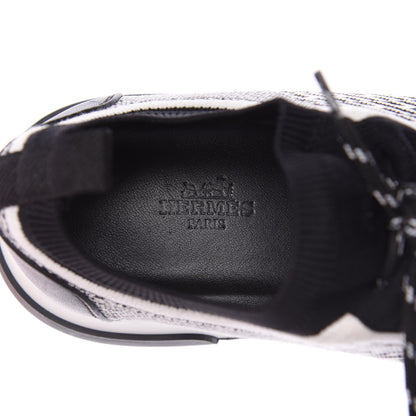 Hermes Knit Bi-Color Womens Addict Sneakers 38.5 Black White 8 of 9
