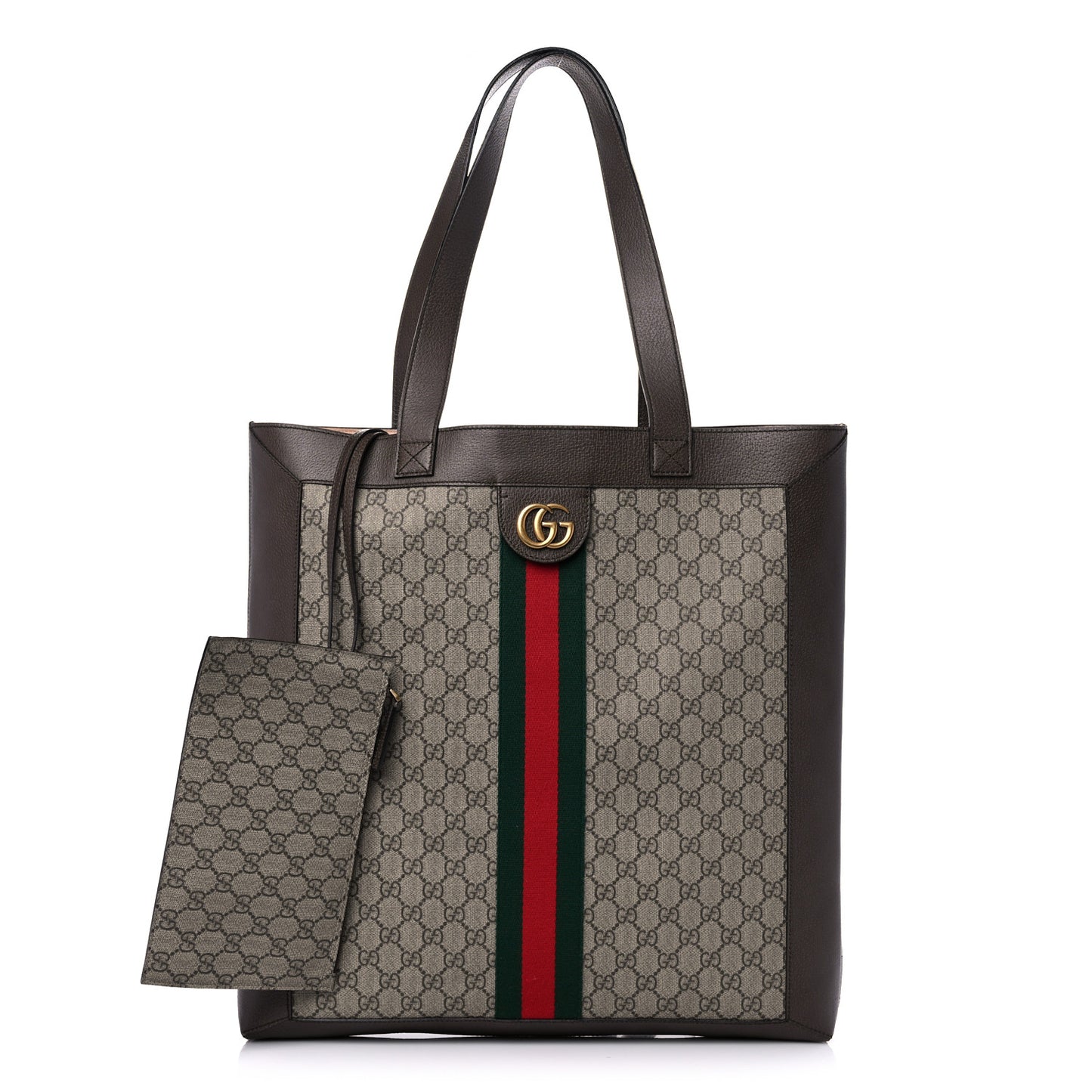GG Supreme Monogram Web Large Ophidia Vertical Shopping Tote Brown