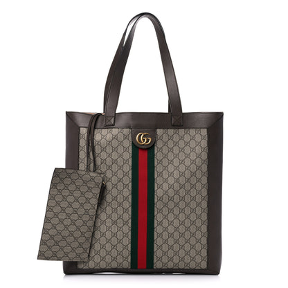 Gucci GG Supreme Monogram Web Large Ophidia Vertical Shopping Tote Brown 2 of 15