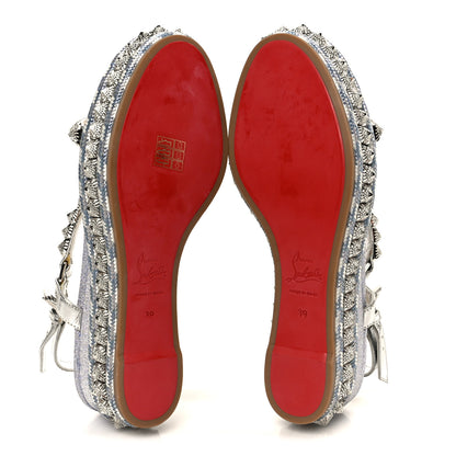 Christian Louboutin Glitter Pira Ryad 60 Platform Sandals 39 Silver Blue 6 of 9