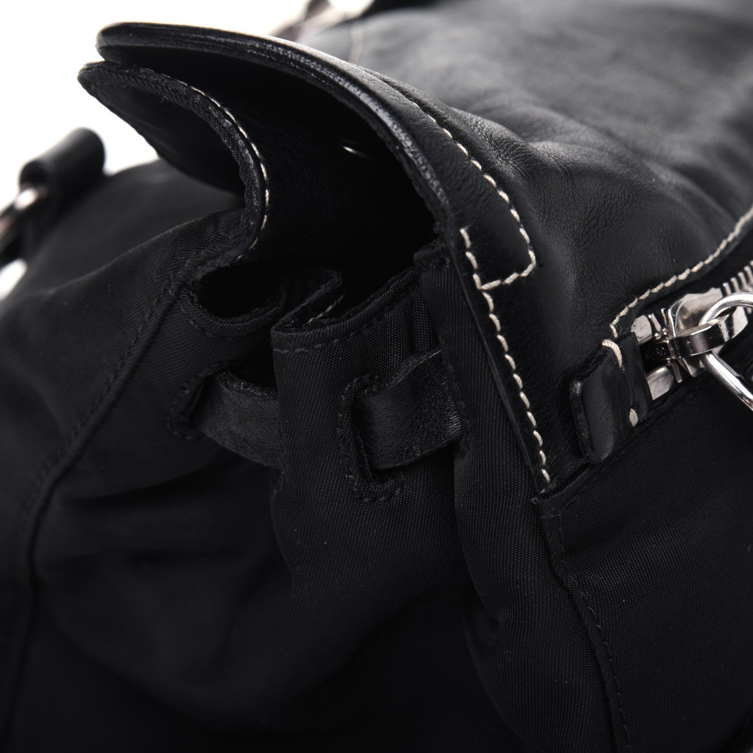 Prada Tessuto Nylon Vitello Foldover Pushlock Satchel Black 17 of 27