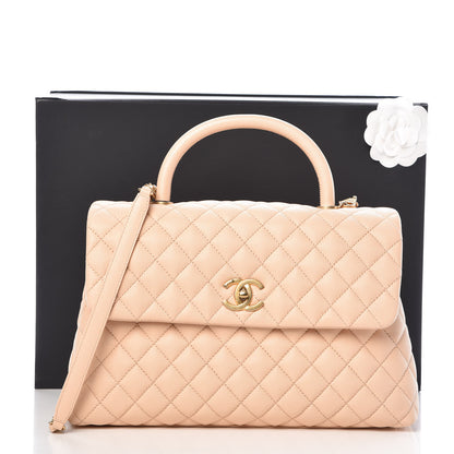 Chanel Caviar Quilted Medium Coco Handle Flap Light Beige 11 of 11