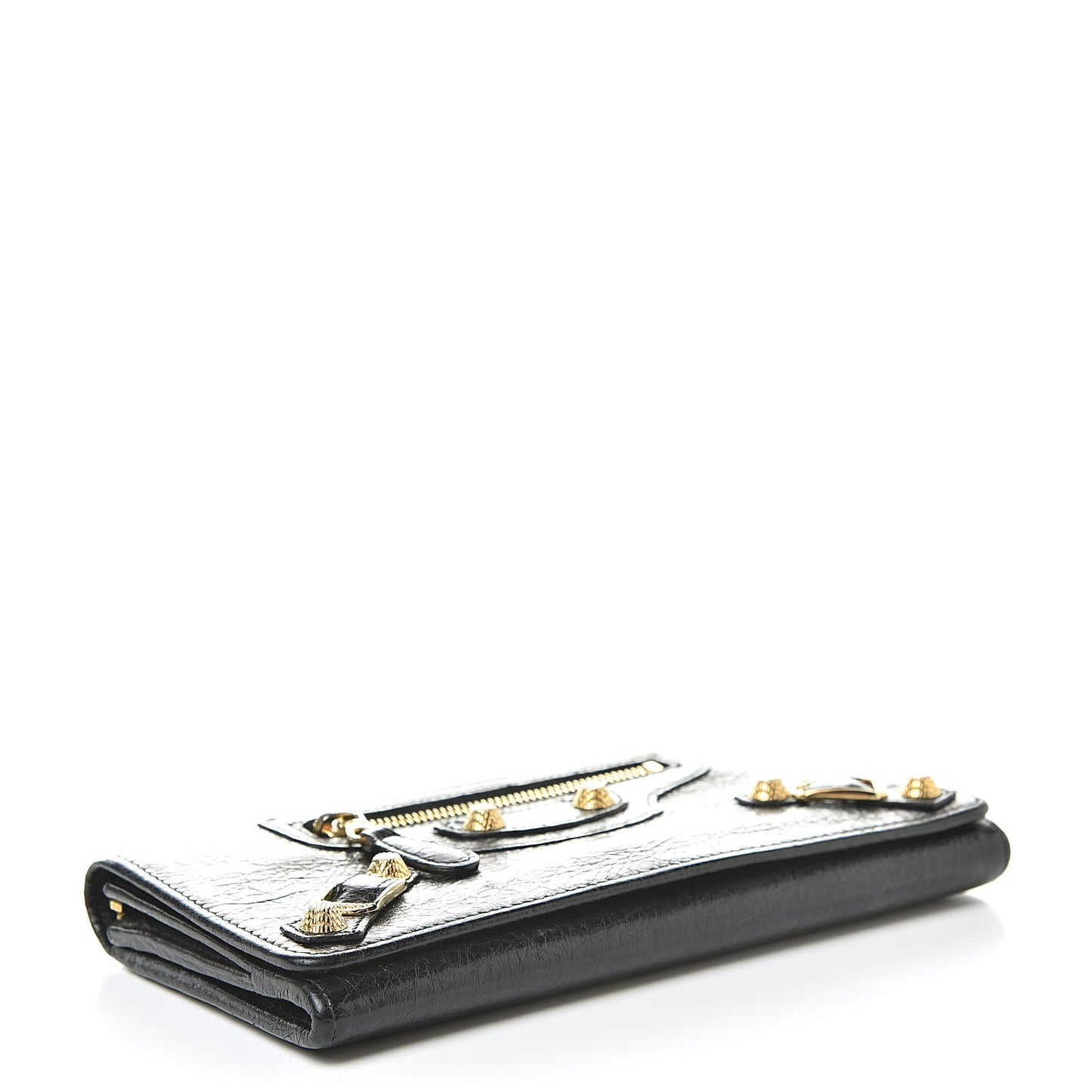 Agneau Giant 12 Gold Hardware Money Wallet Black