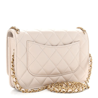 Chanel Lambskin Quilted Chain Around Wallet On Chain WOC Beige 3 of 12