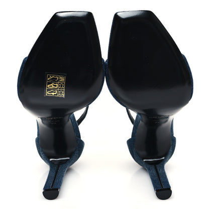 Saint Laurent Denim Bea 105 Ankle Strap Sandals 36 Blue Jeans 6 of 10