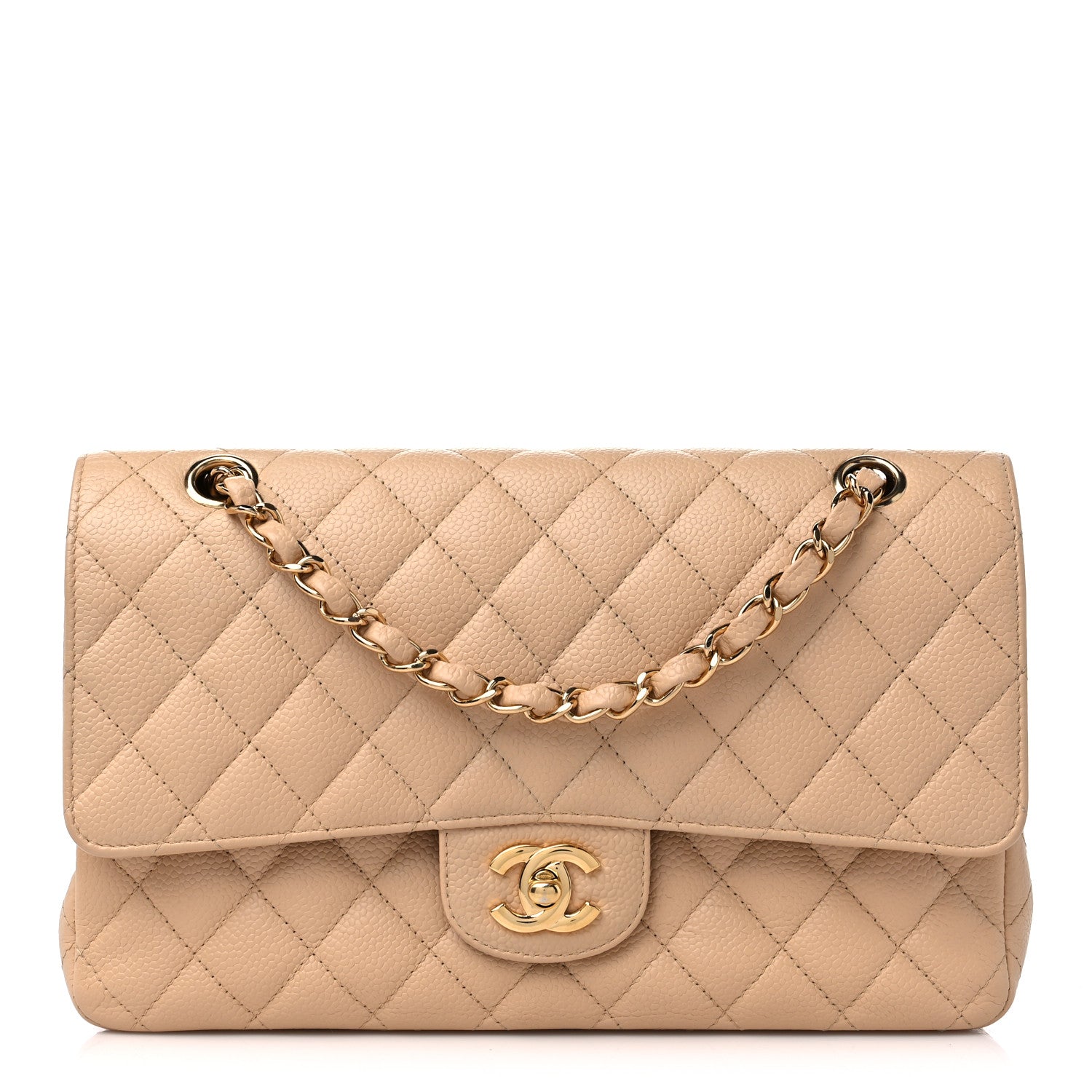 Chanel Caviar Quilted Medium Double Flap Beige 1 of 12