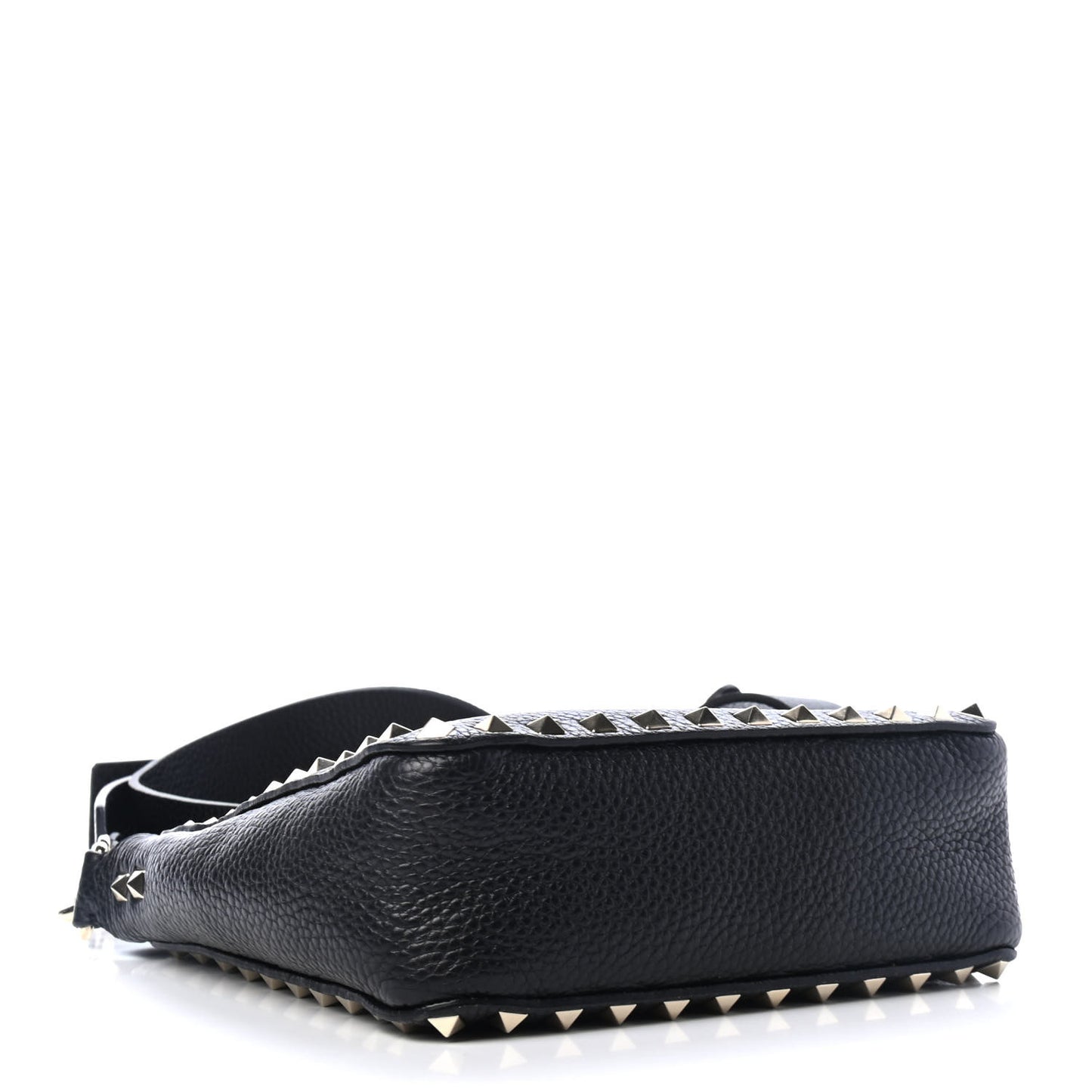 Pebbled Calfskin Mini Rockstud Flip-Lock Messenger Bag Black