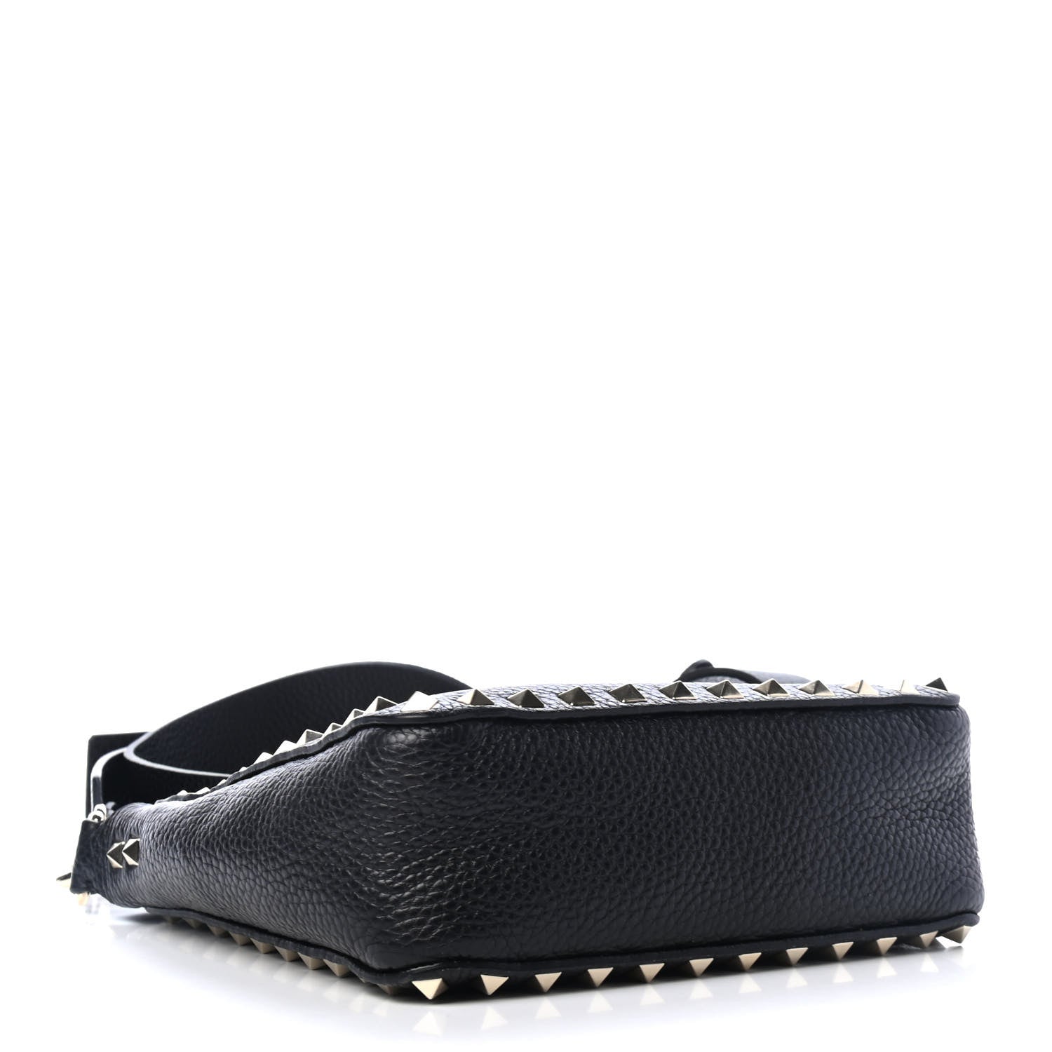 Valentino Garavani Pebbled Calfskin Mini Rockstud Flip-Lock Messenger Bag Black 3 of 4