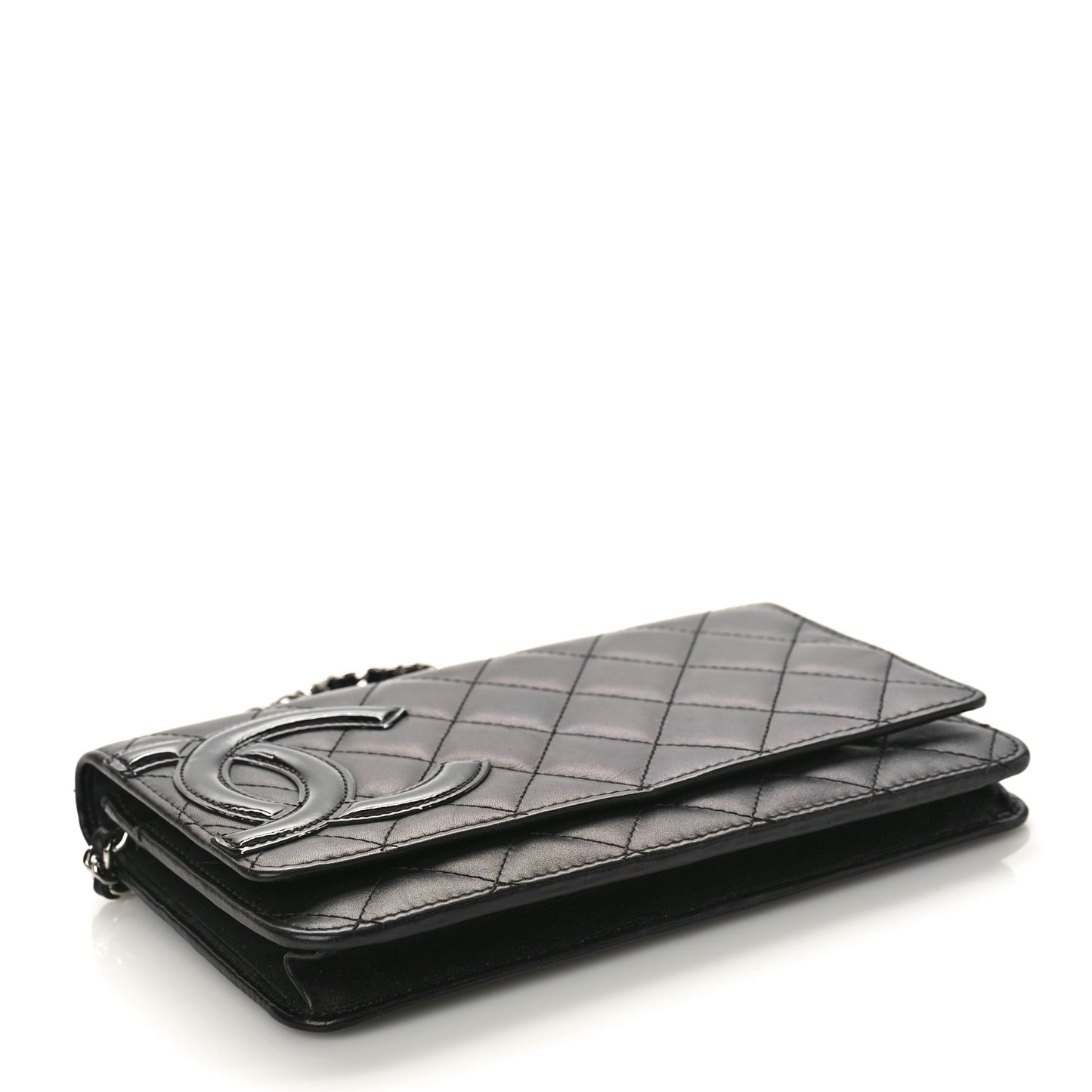 Calfskin Quilted Cambon Wallet on Chain WOC Black