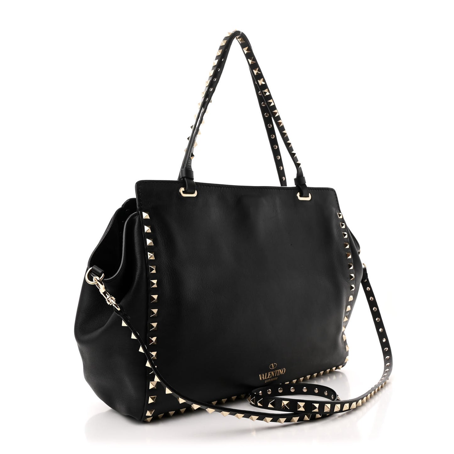 Vitello Medium Rockstud Tote Black