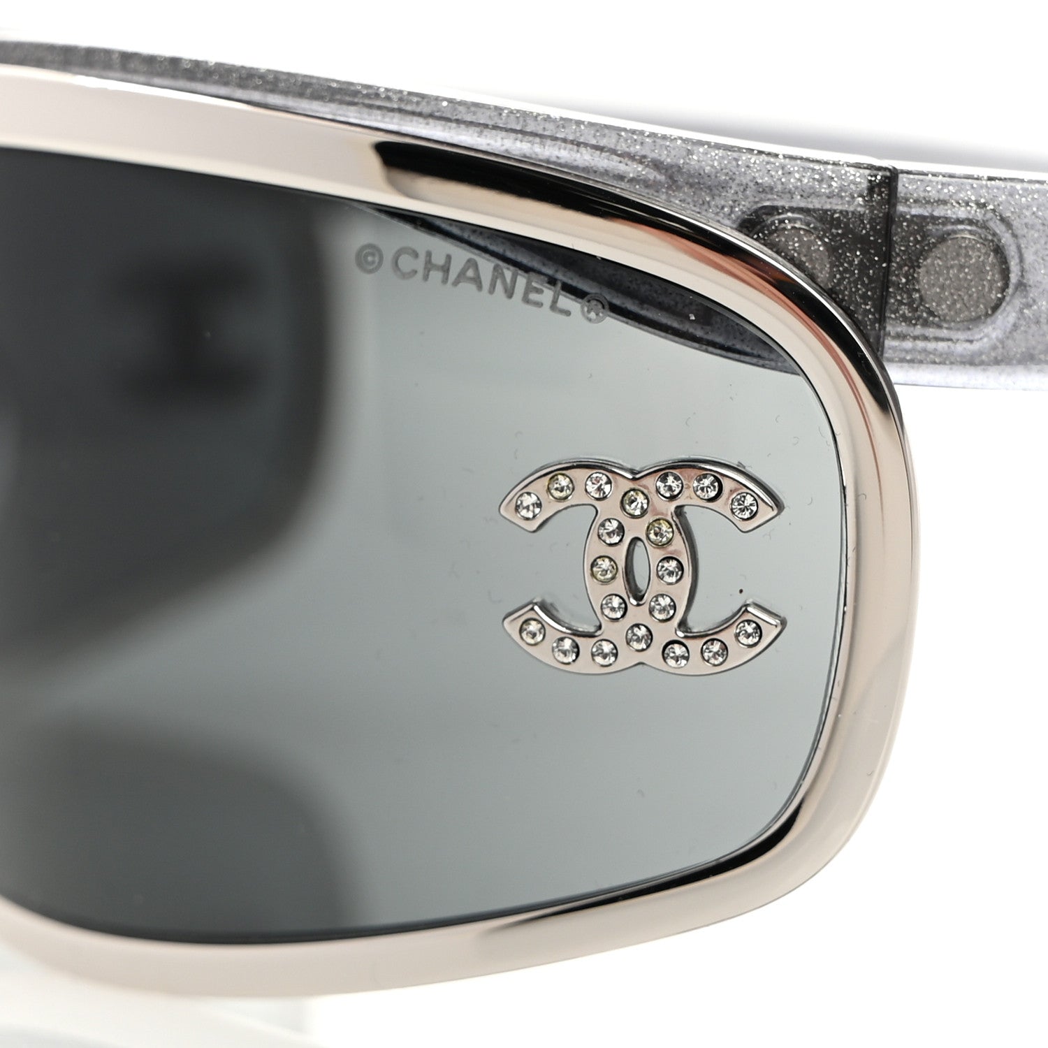 Chanel Shield Crystal CC Sunglasses S4614 Silver 1596999
