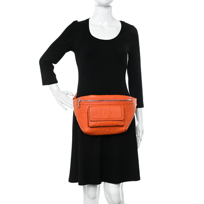 Gucci Piuma Calfskin Jumbo GG Embossed Pocket Belt Bag Good Orange 2 of 9